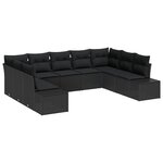 vidaXL Ensemble de Canapé de Jardin de 9 pièces avec Coussins en Rotin Noir
