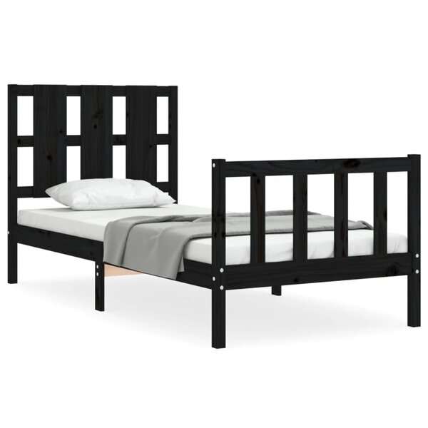 vidaXL Cadre de lit sans matelas noir 100x200 cm bois massif de pin