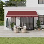 vidaXL Auvent rétractable automatique avec LED bordeaux 500x350 cm