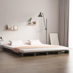vidaXL Lit de palette sans matelas gris 140x190 cm bois massif