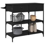 vidaXL Chariot de cuisine noir 105x42x95 cm bois d'ingénierie