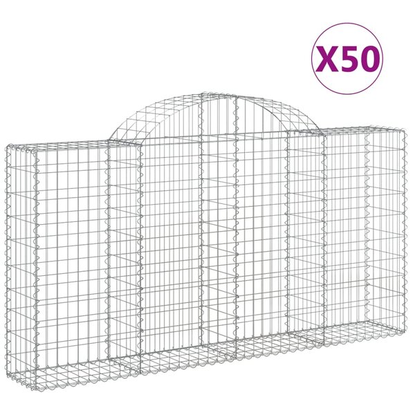 vidaXL Paniers à gabions arqués 50 Pièces 200x30x100/120 cm Fer galvanisé