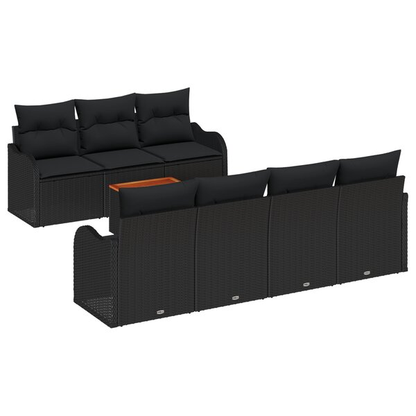 Ensemble de Sofa de Jardin 8 Pièces avec Coussins Noir Poly Rotin Acacia vidaXL