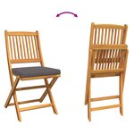 Chaises de jardin pliantes vidaXL avec coussin gris 2Pièces en bois d'acacia massif