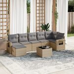 vidaXL Salon de jardin avec coussins 8 Pièces beige résine tressée