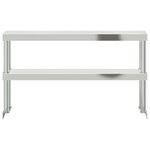 vidaXL Étagère de table de travail à 2 niveaux 110x30x65 cm inox