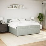 vidaXL Sommier à lattes de lit et matelas Gris clair 200x200cm Velours