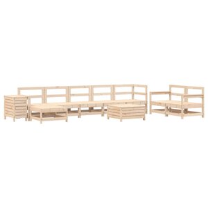vidaXL Salon de jardin 10 Pièces bois de pin massif