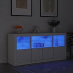 vidaXL Buffet avec lumières LED blanc 142 5x37x67 cm