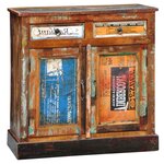 vidaXL Placard vintage avec 2 tiroirs 2 portes Bois massif récupéré