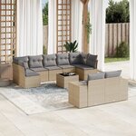 vidaXL Salon de jardin avec coussins 10 Pièces beige résine tressée