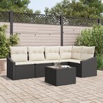 vidaXL Ensemble de canapé de jardin 5 pièces avec coussins marron en poly rattan