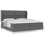Lit Box Spring vidaXL avec Matelas Gris Foncé 200x200 cm Tissu