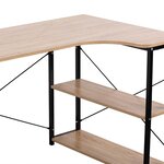 Bureau adulte table de travail spacieuse avec deux étagères MDF 120 cm beige 19_0000390