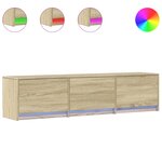 vidaXL Meuble TV avec LED chêne sonoma 165x34x40 cm bois d'ingénierie