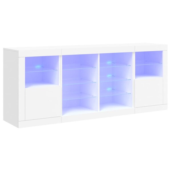 vidaXL Buffet avec lumières LED blanc 163x37x67 cm
