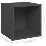 vidaXL Meubles TV 2 Pièces gris 37x35x37 cm bois d’ingénierie