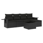 vidaXL Salon de jardin 6 Pièces avec coussins noir résine tressée