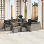 Ensemble de canapés jardin vidaXL 14 pièces avec coussins gris en poly rotin