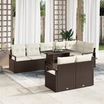 Ensemble de Canapé de Jardin 9 pièces avec Coussins Marron Rattan Poly