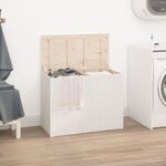 vidaXL Boîte à linge Blanc 88 5x44x66 cm Bois massif de pin