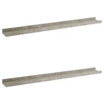 vidaXL Étagères murales 2 Pièces Gris béton 80x9x3 cm