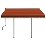 vidaXL Auvent manuel rétractable avec poteaux 3x2 5 m Orange et marron