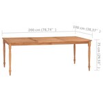 vidaXL Table Batavia 200x100x75 cm Bois de teck massif