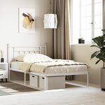 vidaXL Cadre de lit métal sans matelas et tête de lit blanc 107x203 cm