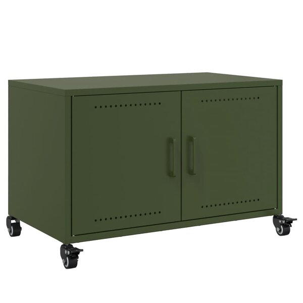 vidaXL Meuble TV vert olive 68x39x43 5 cm acier laminé à froid