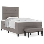 vidaXL Lit à ressorts avec matelas et banc taupe 120x190 cm tissu