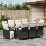 vidaXL Ensemble de Dîner de Jardin 9 Pièces avec Coussins Noir Rattan Poly