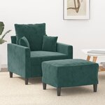 vidaXL Fauteuil avec repose-pied Vert foncé 60 cm Velours