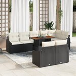 vidaXL Ensemble de canapés de jardin 9 pièces avec coussins Noir Poly Rotin