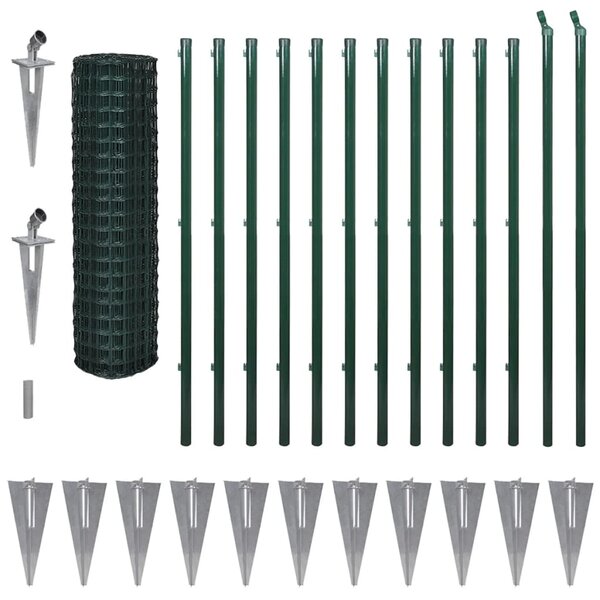 vidaXL Clôture Euro Acier 25 x 1 5 m Vert