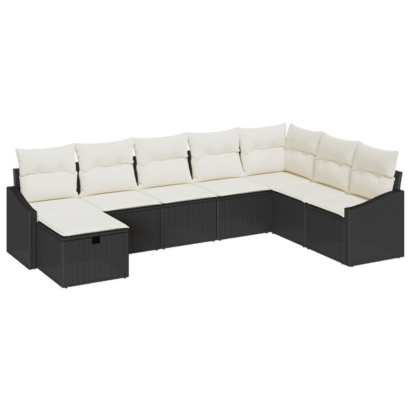 vidaXL Ensemble de Canapé de Jardin de 8 pièces avec Coussins Noir Rattan Poly