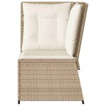 vidaXL Canapé d'angle de jardin avec coussins beige résine tressée