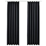 vidaXL Rideaux occultants avec crochets 2 Pièces Noir 140x175 cm