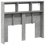 vidaXL Armoire tête de lit avec LED gris béton 120x17x102 cm