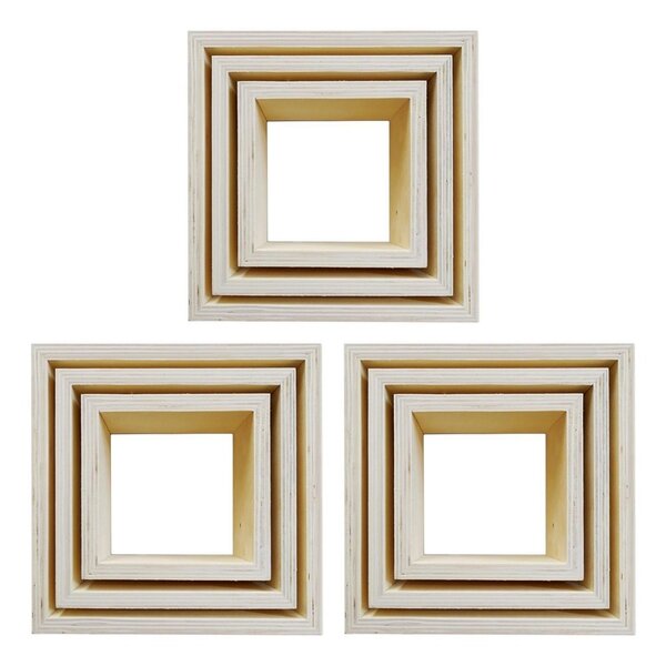 3 blocs de 3 petites étagères carrées en bois 22  18 et 14 cm