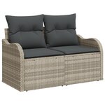 Ensemble de Canapé de Jardin vidaXL de 7 Pièces avec Coussins Gris Clair Rattan Poly