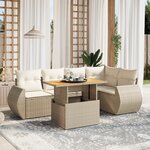 vidaXL Salon de jardin avec coussins 6 Pièces beige résine tressée