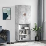 vidaXL Buffet haut Gris béton 69 5x34x180 cm Bois d'ingénierie