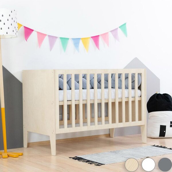 Lit évolutif bébé à barreaux gris foncé 60 x 120 cm