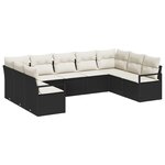 vidaXL Ensemble de canapé de jardin 9 pièces avec coussins en poly rattan noir