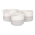 3 paniers ronds en cotton blanc et gris