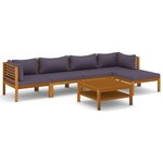 Salon de jardin meuble d'extérieur ensemble de mobilier 6 pièces avec coussin bois d'acacia solide 02_0016622