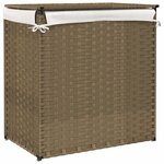 vidaXL Panier à linge avec 2 sections 53x35x57 cm résine tressée