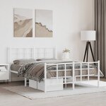 vidaXL Cadre de lit métal sans matelas et pied de lit blanc 140x190 cm