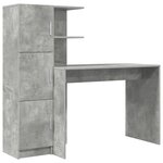 vidaXL Bureau avec rangement en gris béton en bois d'ingénierie